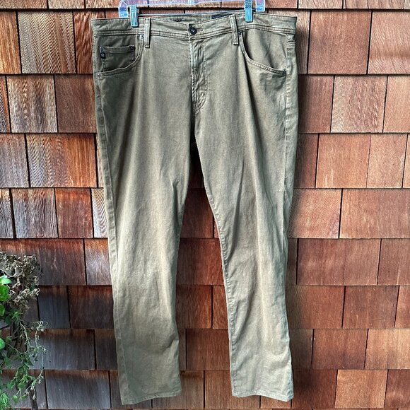EUC AG Tellis Sueded Cotton Jean in Wild Mushroom - Men's 38X34 - Picture 1 of 14